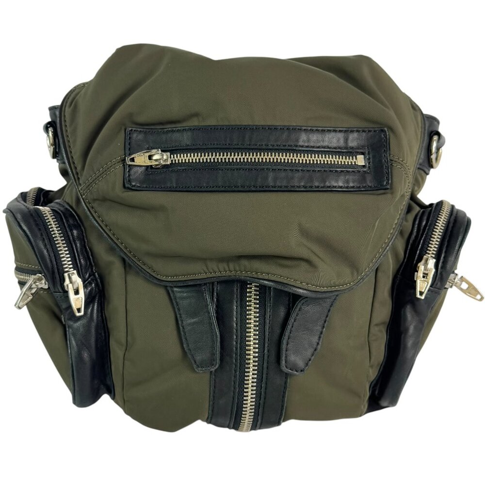 ALEXANDER WANG Military Green Nylon Black Leather Mini Marti Women's Backpack